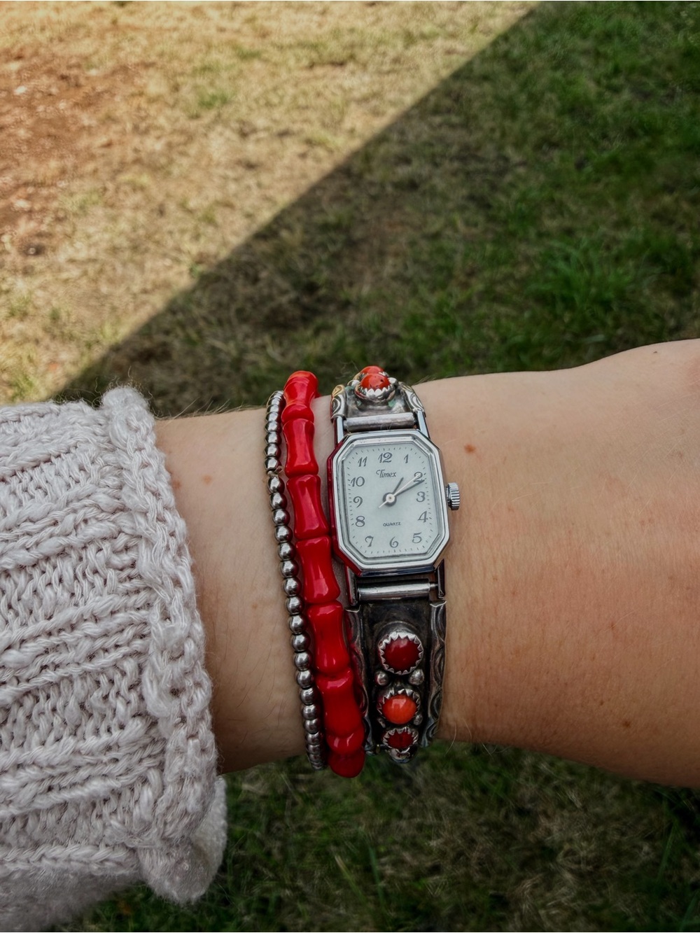 Red Coral Stretchy Stacker Bracelet